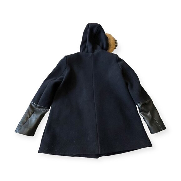 Sandro Paris Wool Blend Hooded Pea Coat, navy blue,  Size 38EU/US6 - Picture 5 of 16